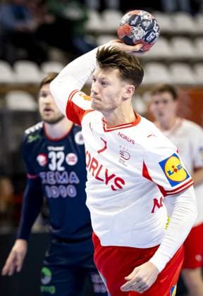 ALMERE - Denmark s Emil Jacobsen in action against Norway during the Norway-Denmark Golden League handball match. The handball players are preparing for the European Championship, EM, Europameisterschaft SEM VAN DER WAL ANP xVIxANPxSportx xxANPxIVx 546711640 originalFilename: 546711640.jpg
