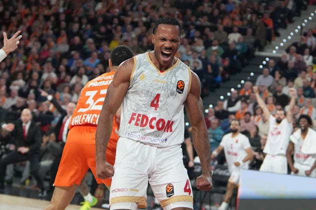 RECORD DATE NOT STATED January 8, 2026, Roig Arena, Valencia, Spain - 4 Jaron Blossomgame of AS Monaco in action in the Euroleague Round 21 game between Valencia BC and AS Monaco Copyright: xx