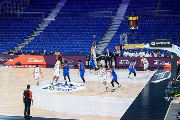 8th January 2026; Movistar Arena; Madrid, Spain; Turkish Airlines Euroleague Basketball; Spain, Real Madrid vs Maccabi Rapyd Tel Aviv; players of Real Madrid and Maccabi Tel Aviv playing on the court Euroleague Basketball Real Madrid v Maccabi Rapyd Tel Aviv 900 Cordon Press  900 CordonxPress LOF - Euroleague Basketball Real Madrid v Maccabi Rapyd Tel Aviv