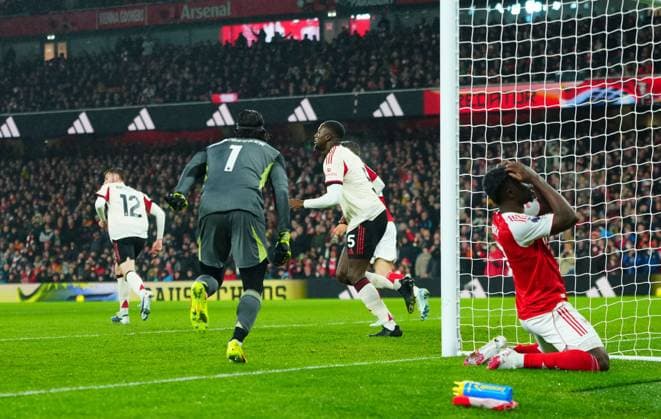 Bukayo Saka of Arsenal reacts Arsenal v Liverpool, Premier League, Football, Emirates Stadium, London, UK - 08 Jan 2026London Emirates Stadium United Kingdom EDITORIAL USE ONLY No use with unauthorised audio, video, data, fixture lists, club league logos or live services. Online in-match use limited to 120 images, no video emulation. No use in betting, games or single club league player publications.  Copyright: xJavierxGarcia Shutterstockx 16232941n