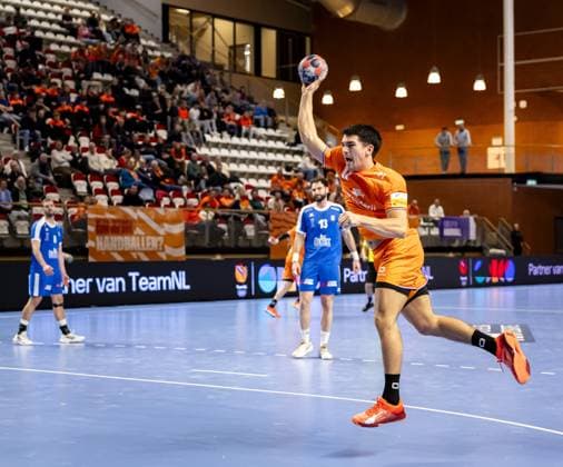ALMERE - Kaj Geenen of the Netherlands during the Golden League handball match between the Netherlands and Greece. The handball players are preparing for the European Championship, EM, Europameisterschaft SEM VAN DER WAL ANP xVIxANPxSportx xxANPxIVx 546719741 originalFilename: 546719741.jpg