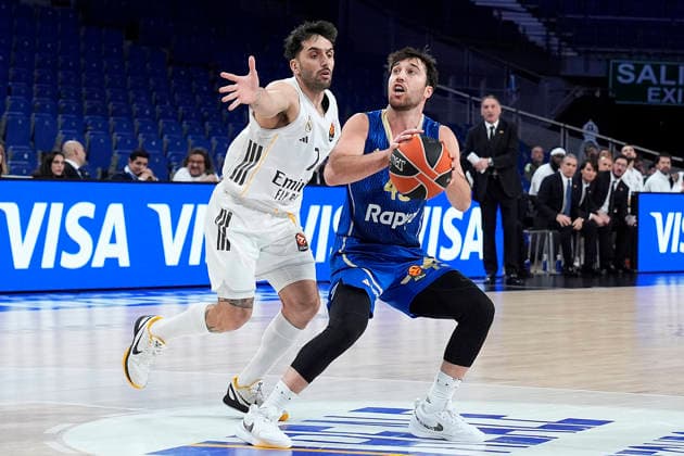 REAL MADRID v MACCABI RAPYD TEL AVIV. EUROLEAGUE 2025 2026. REGULAR SEASON. ROUND 21. Real Madrid s Facundo Campazzo (l) and Maccabi Rapyd Tel Aviv s Tamir Blatt during Euroleague Regular Season Round 21 match. January 8, 2026. (ALTERPHOTOS Acero) MadridSpain  Copyright: xAcerox