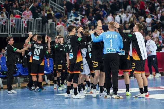 ZAGREB, CROATIA - JANUARY 8, 2026: Friendly match between Croatia and Germany, preparation for EURO 2026. German team celebrating. 