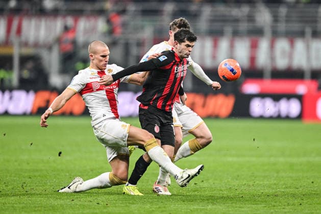CALCIO - Serie A - AC Milan vs Genoa CFC Christian Pulisic of AC Milan in action during the Italian Serie A football match between AC Milan and Genoa Cfc on January 8th, 2026 at Giuseppe Meazza San Siro Siro stadium in Milan, Italy Milan Italy  Copyright: xIPAxSport ABACAx