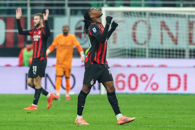 CALCIO - Serie A - AC Milan vs Genoa CFC Rafael Leao of AC Milan celebrates after scoring a goal during Serie A 2025 26 football match between AC Milan and Genoa CFC at San Siro Stadium in Milan Milan Italy  Copyright: xIPAxSport ABACAx