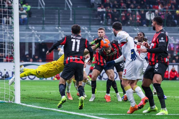 CALCIO - Serie A - AC Milan vs Genoa CFC Strahinja Pavlovic of AC Milan seen in action during Serie A 2025 26 football match between AC Milan and Genoa CFC at San Siro Stadium in Milan Milan Italy  Copyright: xIPAxSport ABACAx