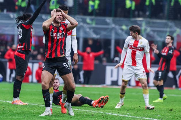 CALCIO - Serie A - AC Milan vs Genoa CFC Niclas Fullkrug of AC Milan reacts during Serie A 2025 26 football match between AC Milan and Genoa CFC at San Siro Stadium in Milan Milan Italy  Copyright: xIPAxSport ABACAx