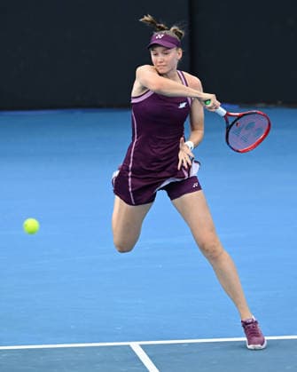 TENNIS BRISBANE INTERNATIONAL, Elena Rybakina of Kazakhstan in action against Karolina Muchova of the Czech Republic during the quarter-finals of the Brisbane International tennis tournament at Pat Rafter Arena in Brisbane, Friday, January 9, 2026. ( NO ARCHIVING, EDITORIAL USE ONLY BRISBANE QUEENSLAND AUSTRALIA  Copyright: xDARRENxENGLANDx 20260109161365861769