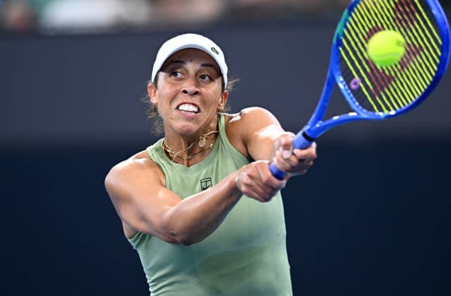TENNIS BRISBANE INTERNATIONAL, Madison Keys of the USA in action against Aryna Sabalenka of Belarus during the quarter-finals of the Brisbane International tennis tournament at Pat Rafter Arena in Brisbane, Friday, January 9, 2026. ( NO ARCHIVING, EDITORIAL USE ONLY BRISBANE QUEENSLAND AUSTRALIA  Copyright: xDARRENxENGLANDx 20260109113934995019