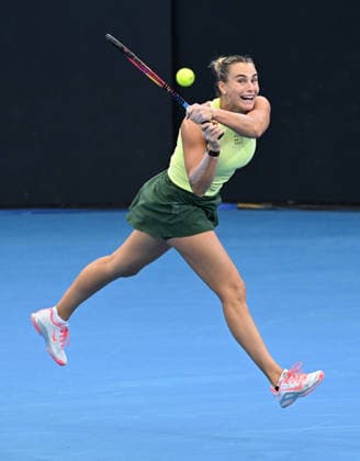 TENNIS BRISBANE INTERNATIONAL, Aryna Sabalenka of Belarus in action against Madison Keys of the USA during the quarter-finals of the Brisbane International tennis tournament at Pat Rafter Arena in Brisbane, Friday, January 9, 2026. ( NO ARCHIVING, EDITORIAL USE ONLY BRISBANE QUEENSLAND AUSTRALIA  Copyright: xDARRENxENGLANDx 20260109174244282637