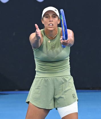 TENNIS BRISBANE INTERNATIONAL, Madison Keys of the USA reacts against Aryna Sabalenka of Belarus during the quarter-finals of the Brisbane International tennis tournament at Pat Rafter Arena in Brisbane, Friday, January 9, 2026. ( NO ARCHIVING, EDITORIAL USE ONLY BRISBANE QUEENSLAND AUSTRALIA  Copyright: xDARRENxENGLANDx 20260109153607673322