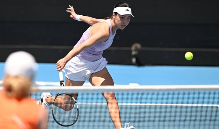China™s Xinyu Wang during her 1 4 final singles match at the 2026 ASB Classic Women™s Tennis Tournament at Manuka Doctor Arena, Auckland, New Zealand. Friday 9 January 2026. Photo: Andrew Cornaga z Auckland New Zealand Copyright: xAndrewxCornaga x