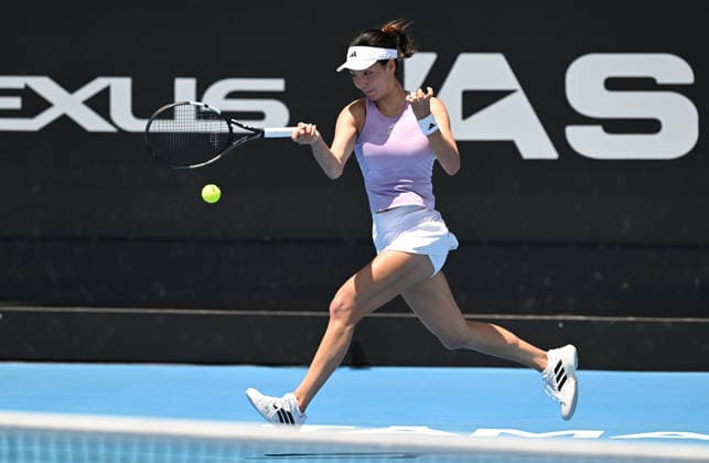 China™s Xinyu Wang during her 1 4 final singles match at the 2026 ASB Classic Women™s Tennis Tournament at Manuka Doctor Arena, Auckland, New Zealand. Friday 9 January 2026. Photo: Andrew Cornaga z Auckland New Zealand Copyright: xAndrewxCornaga x
