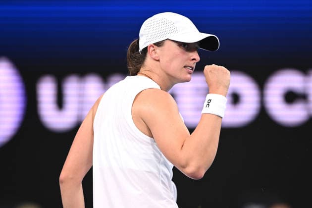 TENNIS UNITED CUP SYDNEY, Iga Swiatek of Poland reacts during the quarterfinal match against Maya Joint of Australia in the 2026 United Cup at Ken Rosewall Arena in Sydney, Friday, January 9, 2026. ( NO ARCHIVING, EDITORIAL USE ONLY SYDNEY NEW SOUTH WALES AUSTRALIA  Copyright: xDANxHIMBRECHTSx 20260109138646814563
