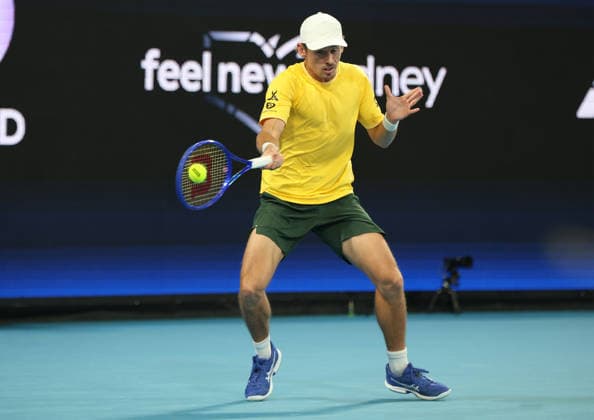 January 9, 2026, Sydney, New South Wales, Australia: ALEX DE MINAUR of Australia in the match against.H. Hurkacz of Poland in the quarterfinal United Cup at Ken Rosewall Arena, Sydney, Australia. Sydney Australia - ZUMAc278 20260109_zsp_c278_027 Copyright: xMarcinxCholewinskix
