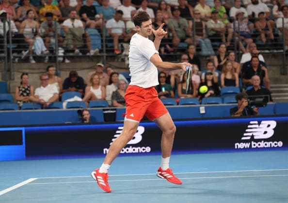 January 9, 2026, Sydney, New South Wales, Australia: HUBERT HURKACZ of Poland during the match against.A. de Minaur of Australia in the quarterfinal United Cup at Ken Rosewall Arena, Sydney, Australia. Sydney Australia - ZUMAc278 20260109_zsp_c278_039 Copyright: xMarcinxCholewinskix