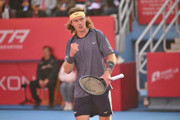 Hong Kong Tennis Open(ATP250) - Day 6 Andrey Rublev, a Russian tennis player, during a match at the Hong Kong Tennis Open(ATP250) on January 9, 2026 in Hong Kong. (Photo by Kobe Li Nexpher Images) Hong Kong