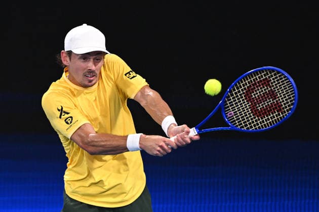 TENNIS UNITED CUP SYDNEY, Alex de Minaur of Australia plays a return shot during the quarterfinal match against Hubert Hurkacz of Poland in the 2026 United Cup at Ken Rosewall Arena in Sydney, Friday, January 9, 2026. ( NO ARCHIVING, EDITORIAL USE ONLY SYDNEY NEW SOUTH WALES AUSTRALIA  Copyright: xDANxHIMBRECHTSx 20260109167818803193