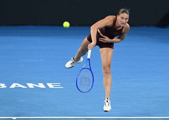 TENNIS BRISBANE INTERNATIONAL, Marta Kostyuk of Ukraine in action against Mirra Andreeva of Russia during the quarter-finals of the Brisbane International tennis tournament at Pat Rafter Arena in Brisbane, Friday, January 9, 2026. ( NO ARCHIVING, EDITORIAL USE ONLY BRISBANE QUEENSLAND AUSTRALIA  Copyright: xDARRENxENGLANDx 20260109180195302920