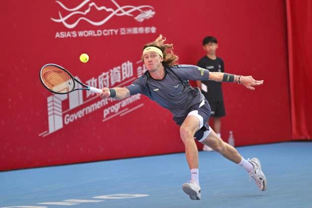Hong Kong Tennis Open(ATP250) - Day 6 Andrey Rublev, a Russian tennis player, during a match at the Hong Kong Tennis Open(ATP250) on January 9, 2026 in Hong Kong. (Photo by Kobe Li Nexpher Images) Hong Kong