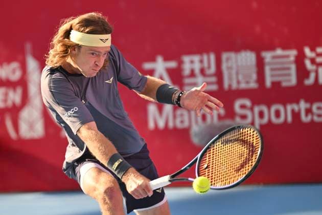 Hong Kong Tennis Open(ATP250) - Day 6 Andrey Rublev, a Russian tennis player, during a match at the Hong Kong Tennis Open(ATP250) on January 9, 2026 in Hong Kong. (Photo by Kobe Li Nexpher Images) Hong Kong