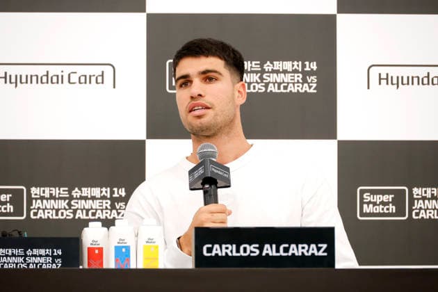 Sinner v Alcaraz tennis super match in South Korea Carlos Alcaraz of Spain attends a press conference, PK, Pressekonferenz for the Hyundai Card Super Match at the Hyundai Card headquarters in Seoul, South Korea on January 09, 2026. Seoul South Korea  Copyright: xMatrixxImages JungxUi-Chelx