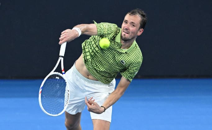 TENNIS BRISBANE INTERNATIONAL, Daniil Medvedev of Russia in action against Kamil Majchrzak of Poland i during the quarter-finals of the Brisbane International tennis tournament at Pat Rafter Arena in Brisbane, Friday, January 9, 2026. ( NO ARCHIVING, EDITORIAL USE ONLY BRISBANE QUEENSLAND AUSTRALIA  Copyright: xDARRENxENGLANDx 20260110139152446292