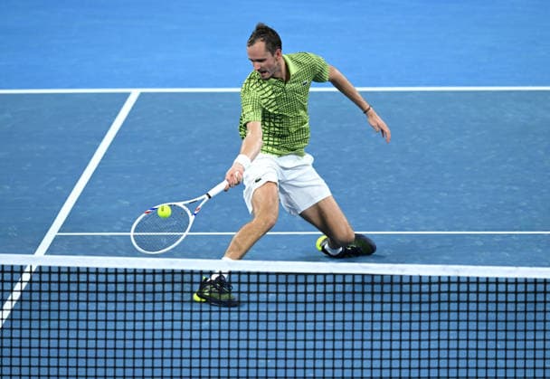 TENNIS BRISBANE INTERNATIONAL, Daniil Medvedev of Russia in action against Kamil Majchrzak of Poland i during the quarter-finals of the Brisbane International tennis tournament at Pat Rafter Arena in Brisbane, Friday, January 9, 2026. ( NO ARCHIVING, EDITORIAL USE ONLY BRISBANE QUEENSLAND AUSTRALIA  Copyright: xDARRENxENGLANDx 20260110172121536536