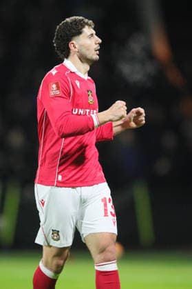 Wrexham FC v Nottingham Forest, FA Cup, 3rd Round Liberato Cacace of Wrexham celebrates scoring their first goal during the FA Cup match between Wrexham FC and Nottingham Forest at the Racecourse Ground, Wrexham, UK on 9 January 2026. Wrexham Racecourse Ground Wales UK Editorial use only DataCo restrictions apply See www.football-dataco.com , Copyright: xAlunxRobertsx PSI-23552-0021