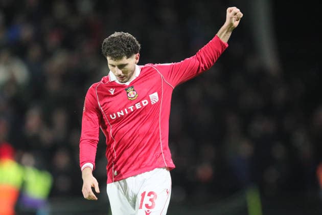 Wrexham FC v Nottingham Forest, FA Cup, 3rd Round Liberato Cacace of Wrexham celebrates scoring their first goal during the FA Cup match between Wrexham FC and Nottingham Forest at the Racecourse Ground, Wrexham, UK on 9 January 2026. Wrexham Racecourse Ground Wales UK Editorial use only DataCo restrictions apply See www.football-dataco.com , Copyright: xAlunxRobertsx PSI-23552-0022