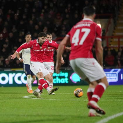 Wrexham FC v Nottingham Forest, FA Cup, 3rd Round wx,13 scores their first goal during the FA Cup match between Wrexham FC and Nottingham Forest at the Racecourse Ground, Wrexham, UK on 9 January 2026. Wrexham Racecourse Ground Wales UK Editorial use only DataCo restrictions apply See www.football-dataco.com , Copyright: xAlunxRobertsx PSI-23552-0024
