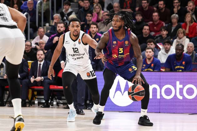 January 9, 2026, Barcelona, Barcelona, Spain: Myles Cale of FC Barcelona, Barca in action during the EuroLeague Regular Season Round 21 match played between FC Barcelona and Partizan Mozzart Bet Belgrade at Palau Blaugrana on January 09, 2026 in Barcelona, Spain. Barcelona Spain - ZUMAa181 20260109_zaa_a181_030 Copyright: xJavierxBorregox
