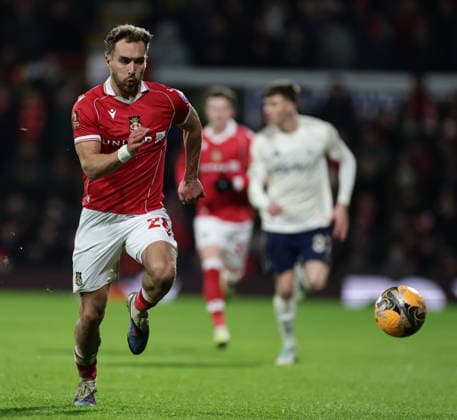 9th January 2026; Racecourse Ground, Wrexham, Wales; FA Cup Football, Wrexham versus Nottingham Forest; Ryan Barnett of Wrexham AFC chases the ball  RogerxEvans Content restricted for UK based newspaper