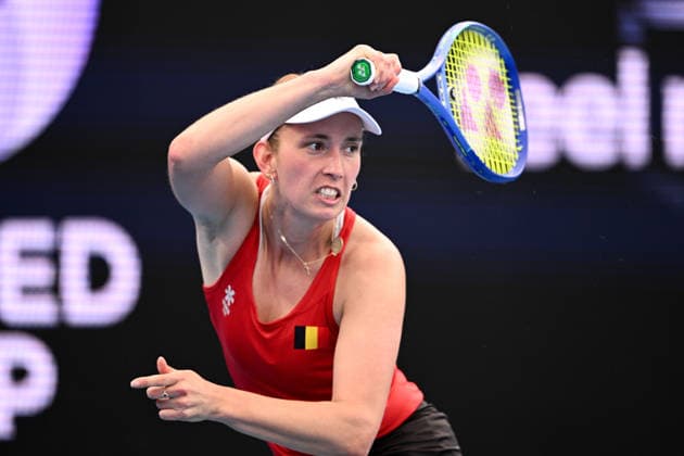 TENNIS UNITED CUP SYDNEY, Elise Mertens of Belgium plays a return shot against Belinda Bencic of Switzerland during the semi final of the 2026 United Cup at Ken Rosewall Arena in Sydney, Saturday, January 10, 2026. ( NO ARCHIVING, EDITORIAL USE ONLY SYDNEY NEW SOUTH WALES AUSTRALIA  Copyright: xDANxHIMBRECHTSx 20260110141469957265