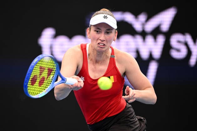 TENNIS UNITED CUP SYDNEY, Elise Mertens of Belgium plays a return shot against Belinda Bencic of Switzerland during the semi final of the 2026 United Cup at Ken Rosewall Arena in Sydney, Saturday, January 10, 2026. ( NO ARCHIVING, EDITORIAL USE ONLY SYDNEY NEW SOUTH WALES AUSTRALIA  Copyright: xDANxHIMBRECHTSx 20260110144478388619