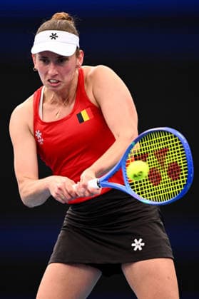 TENNIS UNITED CUP SYDNEY, Elise Mertens of Belgium plays a return shot against Belinda Bencic of Switzerland during the semi final of the 2026 United Cup at Ken Rosewall Arena in Sydney, Saturday, January 10, 2026. ( NO ARCHIVING, EDITORIAL USE ONLY SYDNEY NEW SOUTH WALES AUSTRALIA  Copyright: xDANxHIMBRECHTSx 20260110110636145826