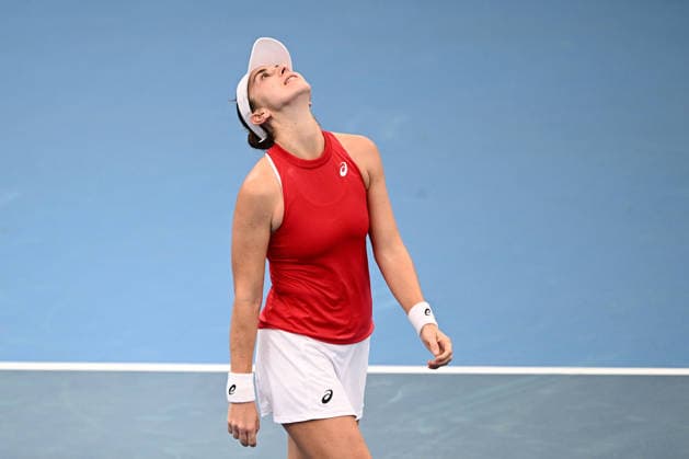 TENNIS UNITED CUP SYDNEY, Belinda Bencic of Switzerland celebrates defeating Elise Mertens oif Belgium during the semi final between Switzerland and Belgium in the 2026 United Cup at Ken Rosewall Arena in Sydney, Saturday, January 10, 2026. ( NO ARCHIVING, EDITORIAL USE ONLY SYDNEY NEW SOUTH WALES AUSTRALIA  Copyright: xDANxHIMBRECHTSx 20260110146995411684