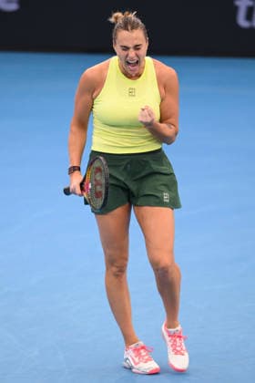 TENNIS BRISBANE INTERNATIONAL, Aryna Sabalenka of Belarus in action against Karolina Muchova of Czechia during the semi-finals of the Brisbane International tennis tournament at Pat Rafter Arena in Brisbane, Saturday, January 10, 2026. ( NO ARCHIVING, EDITORIAL USE ONLY BRISBANE QUEENSLAND AUSTRALIA  Copyright: xZAINxMOHAMMEDx 20260110197077511325