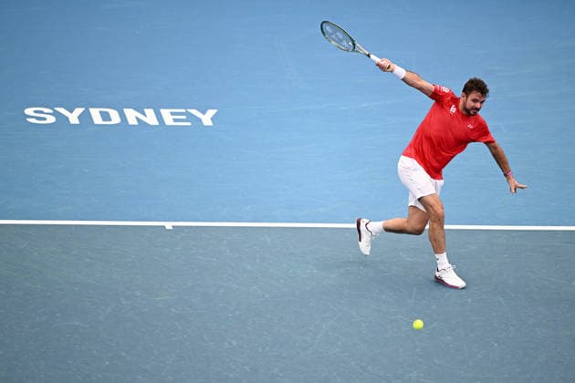 TENNIS UNITED CUP SYDNEY, Stan Wawrinka of Switzerland plays a return shot against Zizou Bergs of Belgium during the semi final between Switzerland and Belgium in the 2026 United Cup at Ken Rosewall Arena in Sydney, Saturday, January 10, 2026. ( NO ARCHIVING, EDITORIAL USE ONLY SYDNEY NEW SOUTH WALES AUSTRALIA  Copyright: xDANxHIMBRECHTSx 20260110128737310669