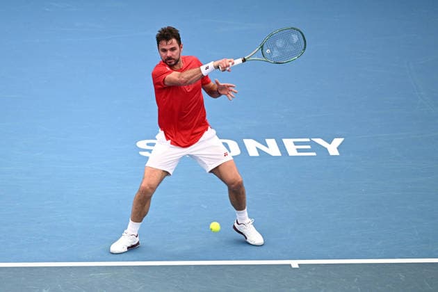 TENNIS UNITED CUP SYDNEY, Stan Wawrinka of Switzerland plays a return shot against Zizou Bergs of Belgium during the semi final between Switzerland and Belgium in the 2026 United Cup at Ken Rosewall Arena in Sydney, Saturday, January 10, 2026. ( NO ARCHIVING, EDITORIAL USE ONLY SYDNEY NEW SOUTH WALES AUSTRALIA  Copyright: xDANxHIMBRECHTSx 20260110160387912611