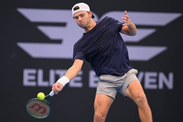 TENNIS BRISBANE INTERNATIONAL, Aleksandar Kovacevic of USA in action against Brandon Nakashima of USA during the semi-finals of the Brisbane International tennis tournament at Pat Rafter Arena in Brisbane, Saturday, January 10, 2026. ( NO ARCHIVING, EDITORIAL USE ONLY BRISBANE QUEENSLAND AUSTRALIA  Copyright: xZAINxMOHAMMEDx 20260110114102897177