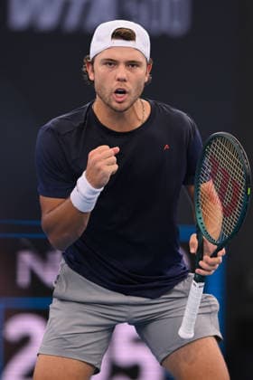 TENNIS BRISBANE INTERNATIONAL, Aleksandar Kovacevic of USA reacts against Brandon Nakashima of USA during the semi-finals of the Brisbane International tennis tournament at Pat Rafter Arena in Brisbane, Saturday, January 10, 2026. ( NO ARCHIVING, EDITORIAL USE ONLY BRISBANE QUEENSLAND AUSTRALIA  Copyright: xZAINxMOHAMMEDx 20260110189368497788