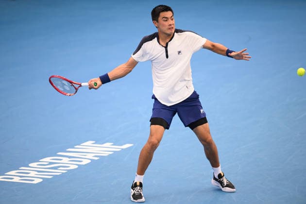 TENNIS BRISBANE INTERNATIONAL, Brandon Nakashima of USA in action against Aleksandar Kovacevic of USA during the semi-finals of the Brisbane International tennis tournament at Pat Rafter Arena in Brisbane, Saturday, January 10, 2026. ( NO ARCHIVING, EDITORIAL USE ONLY BRISBANE QUEENSLAND AUSTRALIA  Copyright: xZAINxMOHAMMEDx 20260110177095857010