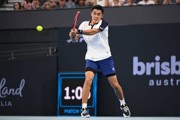 TENNIS BRISBANE INTERNATIONAL, Brandon Nakashima of USA in action against Aleksandar Kovacevic of USA during the semi-finals of the Brisbane International tennis tournament at Pat Rafter Arena in Brisbane, Saturday, January 10, 2026. ( NO ARCHIVING, EDITORIAL USE ONLY BRISBANE QUEENSLAND AUSTRALIA  Copyright: xZAINxMOHAMMEDx 20260110180915773238