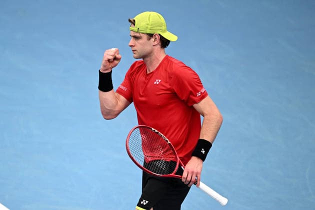 TENNIS UNITED CUP SYDNEY, Zizou Bergs of Belgium reacts after winning a point in his match against Stan Wawrinka of Switzerland during the semi final between Switzerland and Belgium in the 2026 United Cup at Ken Rosewall Arena in Sydney, Saturday, January 10, 2026. ( NO ARCHIVING, EDITORIAL USE ONLY SYDNEY NEW SOUTH WALES AUSTRALIA  Copyright: xDANxHIMBRECHTSx 20260110135678620311