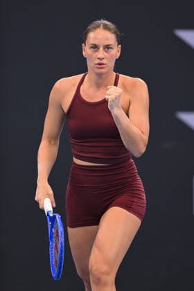 TENNIS BRISBANE INTERNATIONAL, Marta Kostyuk of Ukraine reacts against Jessica Pegula of USA during the semi-finals of the Brisbane International tennis tournament at Pat Rafter Arena in Brisbane, Saturday, January 10, 2026. ( NO ARCHIVING, EDITORIAL USE ONLY BRISBANE QUEENSLAND AUSTRALIA  Copyright: xZAINxMOHAMMEDx 20260110127698282334