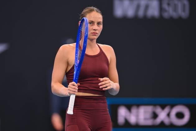 TENNIS BRISBANE INTERNATIONAL, Marta Kostyuk of Ukraine reacts against Jessica Pegula of USA during the semi-finals of the Brisbane International tennis tournament at Pat Rafter Arena in Brisbane, Saturday, January 10, 2026. ( NO ARCHIVING, EDITORIAL USE ONLY BRISBANE QUEENSLAND AUSTRALIA  Copyright: xZAINxMOHAMMEDx 20260110128352256150