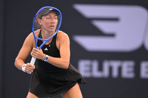 TENNIS BRISBANE INTERNATIONAL, Jessica Pegula of USA in action against Marta Kostyuk of Ukraine during the semi-finals of the Brisbane International tennis tournament at Pat Rafter Arena in Brisbane, Saturday, January 10, 2026. ( NO ARCHIVING, EDITORIAL USE ONLY BRISBANE QUEENSLAND AUSTRALIA  Copyright: xZAINxMOHAMMEDx 20260110147319258921