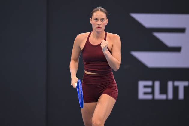 TENNIS BRISBANE INTERNATIONAL, Marta Kostyuk of Ukraine reacts against Jessica Pegula of USA during the semi-finals of the Brisbane International tennis tournament at Pat Rafter Arena in Brisbane, Saturday, January 10, 2026. ( NO ARCHIVING, EDITORIAL USE ONLY BRISBANE QUEENSLAND AUSTRALIA  Copyright: xZAINxMOHAMMEDx 20260110183159310923