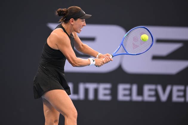 TENNIS BRISBANE INTERNATIONAL, Jessica Pegula of USA in action against Marta Kostyuk of Ukraine during the semi-finals of the Brisbane International tennis tournament at Pat Rafter Arena in Brisbane, Saturday, January 10, 2026. ( NO ARCHIVING, EDITORIAL USE ONLY BRISBANE QUEENSLAND AUSTRALIA  Copyright: xZAINxMOHAMMEDx 20260110176704221707